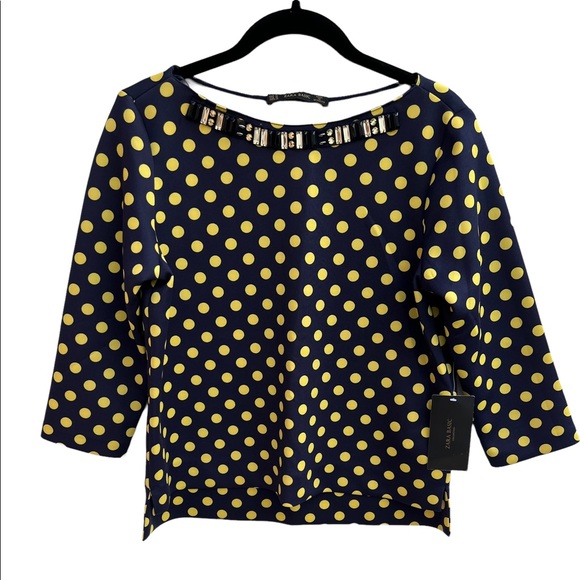NWT Zara Jaclyn Smith Polka Dot Top Polka Dots All Over This Top - Picture 2 of 7